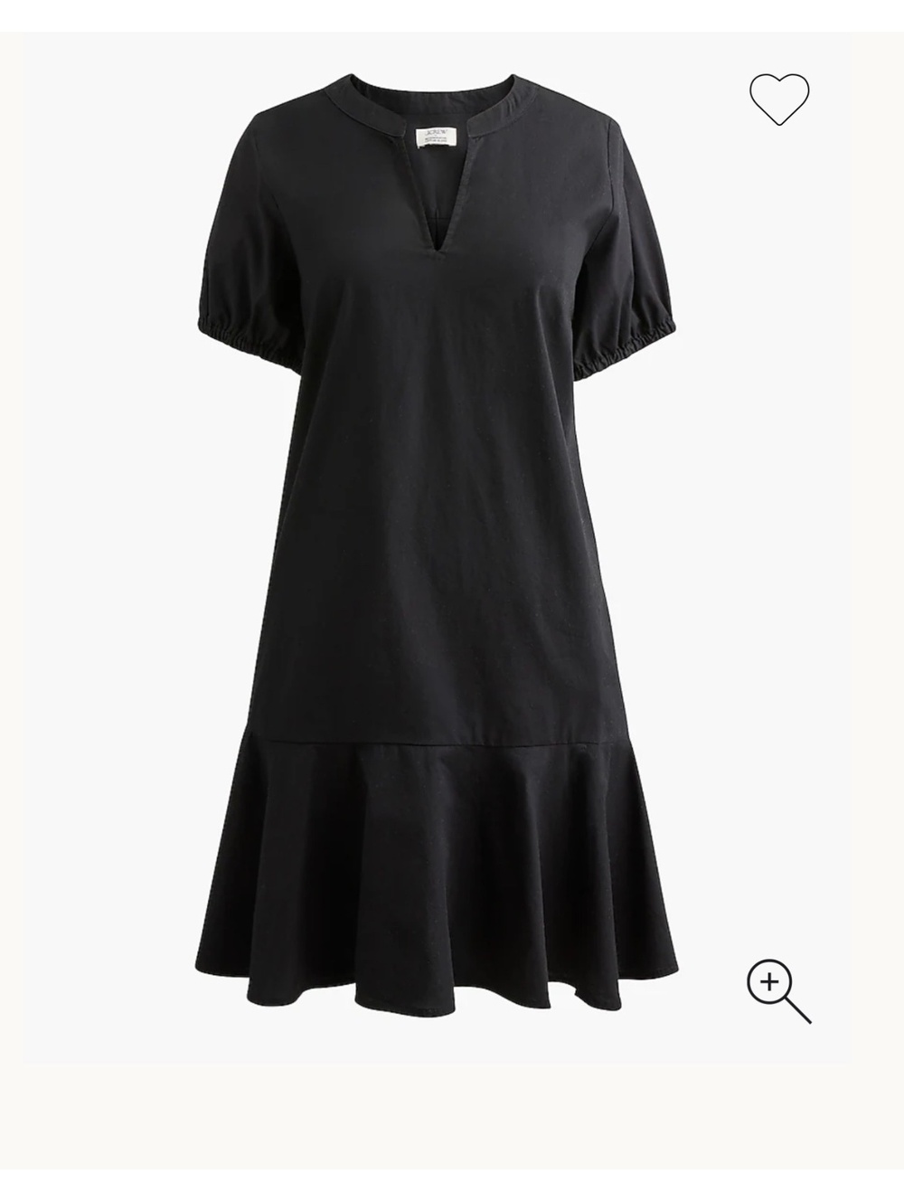 J.Crew Black Regenerative Cotton Blend Dress Size 6P with Flounce Hem